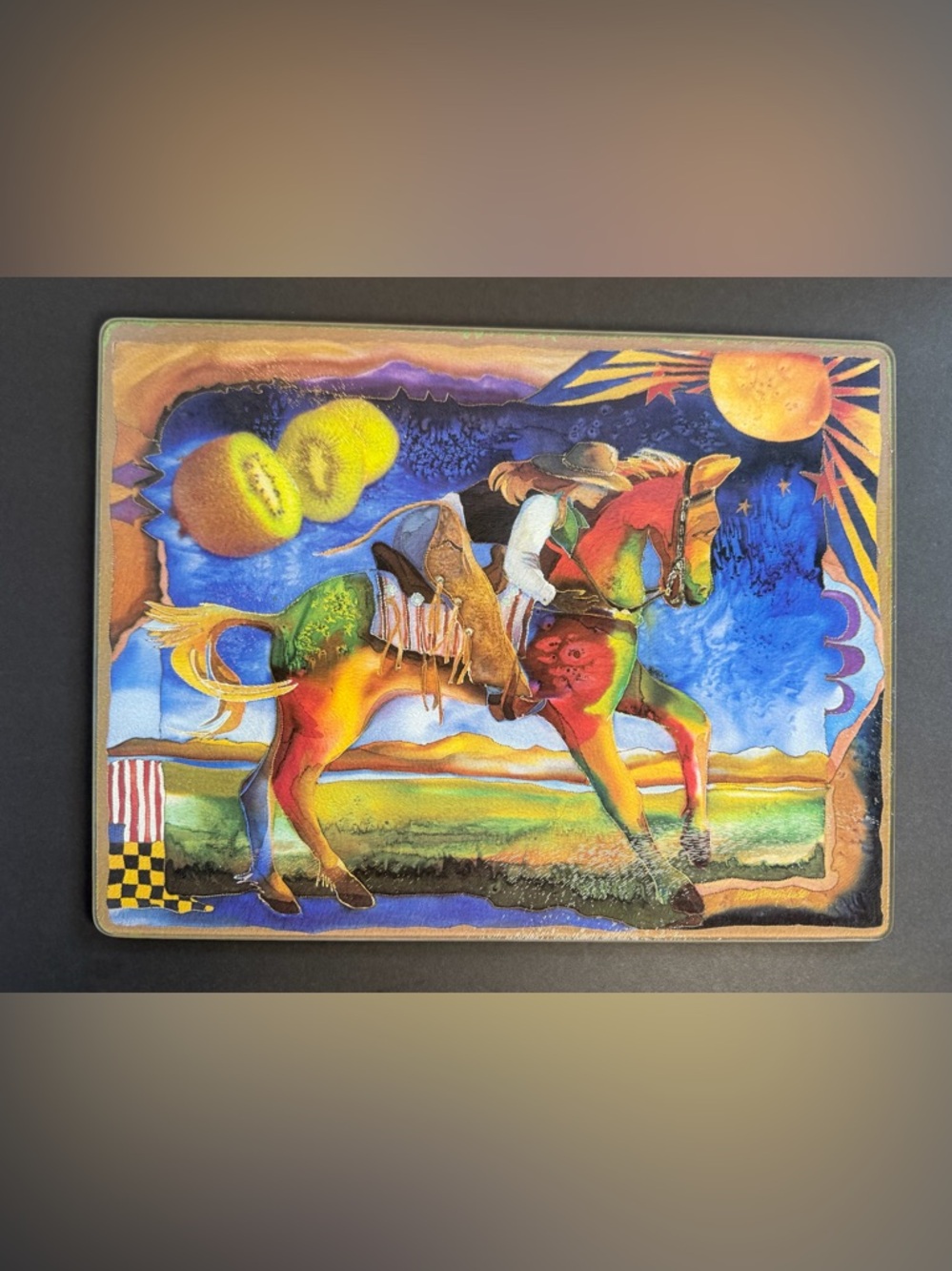 Nancy Dunlop Cawdrey Horse Whisperer Tempered Glass Cutting Board 12x16